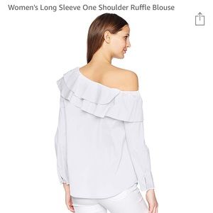 Off one shoulder ruffle white shirt Calvin Klein